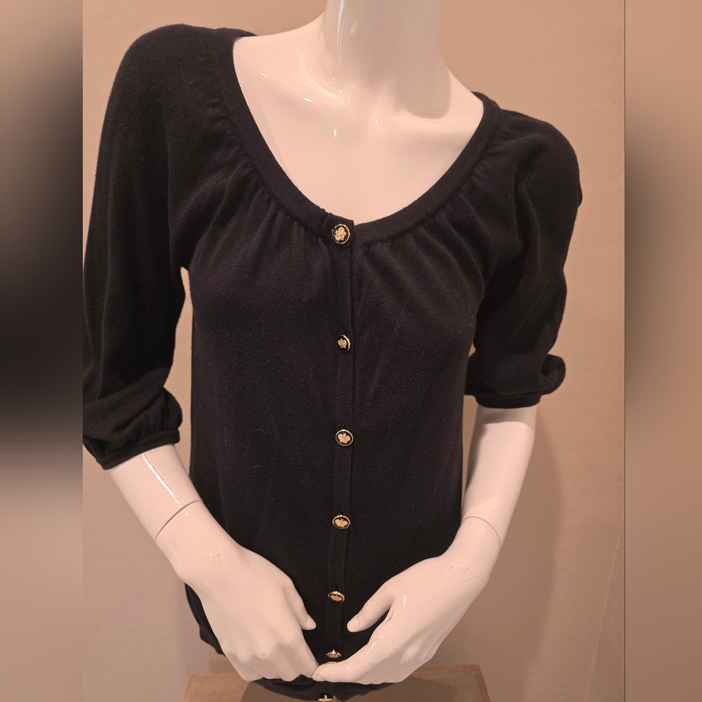Juicy Couture Black Top with Gold Buttons